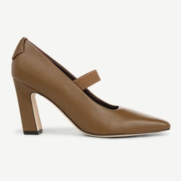 🔹️Franco Sarto 🔹️leather Flexa Bria  Woodland  Brown Square Toe  Leather Pumps - Picture 2 of 6
